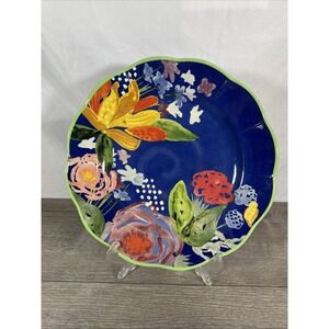 Vintage Pioneer Woman Dinner Plate 10.75" Celia Blue Floral Stoneware Retired